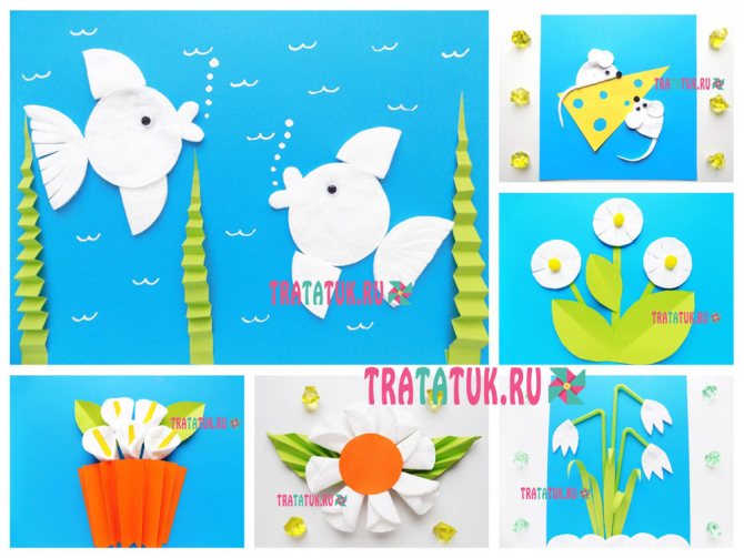 Аппликация из ватных дисков для детей