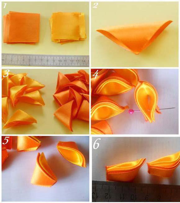 бант белый канзаши мастер класс