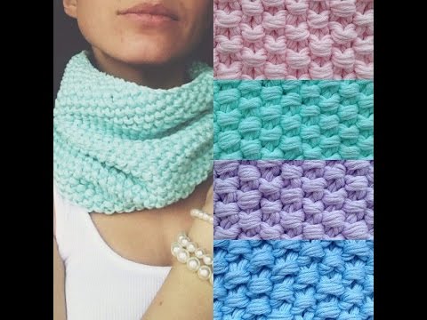 Фото снуд жемчужным узором спицами