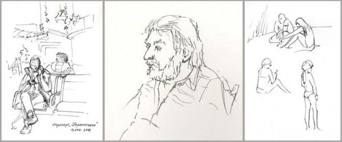 идеи скетчбукинга, зарисовки людей, портреты