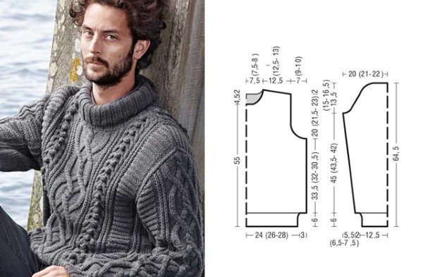 Как связать мужской свитер спицами. Схемы с описаниями для начинающих, фото и видео уроки
