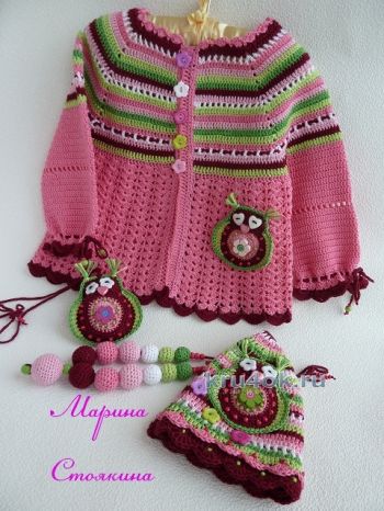 Кофточка для девочки на квадратной кокетке крючком