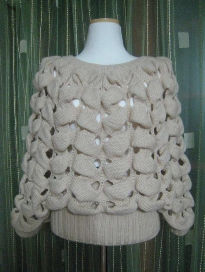 Пуловер азиатский колосок спицами