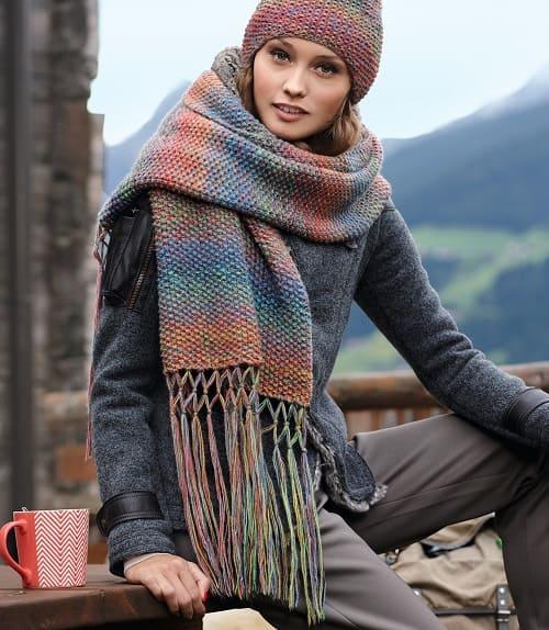 Шапка и шарф жемчужным узором