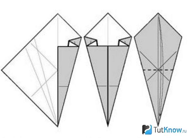 Схема изготовления бумажной поделки кунай