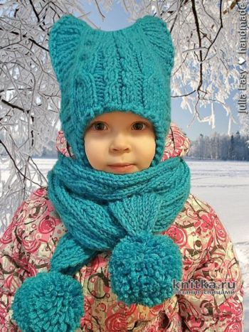 Вязаный спицами комплект АНЮТКА. Работа Julia Easy
